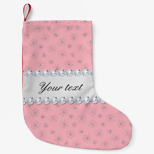 Chic Silver Glitter Snowflakes Roze Kleine Kerstsok (Voorkant)