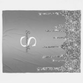 Chic Silver Glitter Sparkle Drift Monogram Naam Fleece Deken (Voorkant (Horizontaal))