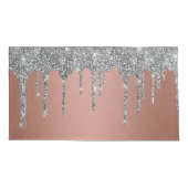 Chic Silver Glitter Sparkle drijft Roos Gold Kussensloop (Achterkant-Links)