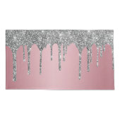 Chic Silver Glitter Sparkle drijft Roos Gold Pink Kussensloop (Achterkant-Links)