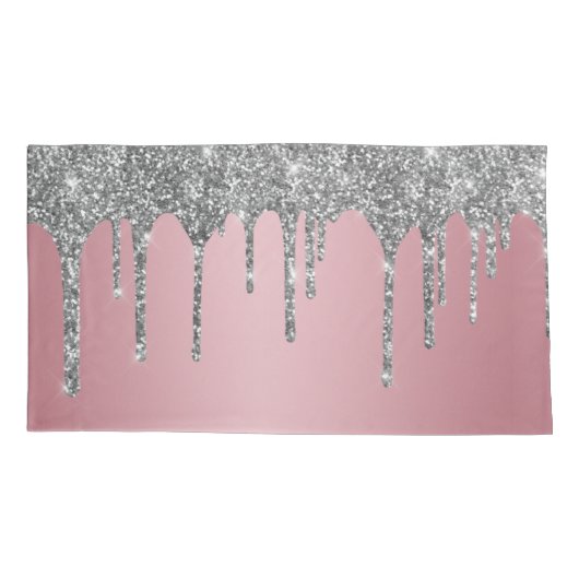 Chic Silver Glitter Sparkle drijft Roos Gold Pink Kussensloop (Achterkant-Links)