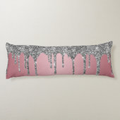 Chic Silver Glitter Sparkle drijft Roos Gold Pink Lichaamskussen (Achterkant)