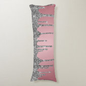 Chic Silver Glitter Sparkle drijft Roos Gold Pink Lichaamskussen (Voorkant Verticaal)