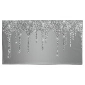 Chic Silver Glitter Sparkle Drives Kussensloop (Voorkant-Links)