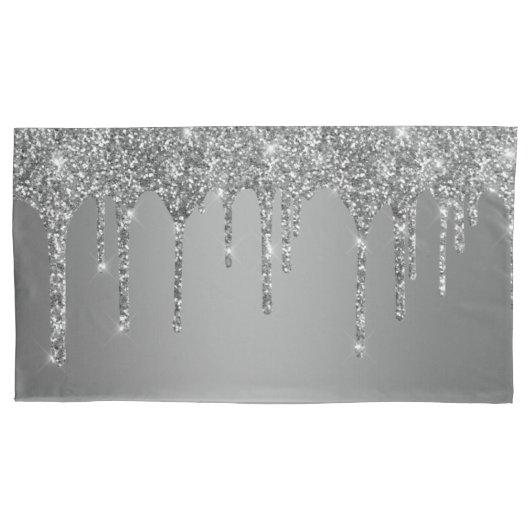 Chic Silver Glitter Sparkle Drives Kussensloop (Voorkant-Links)