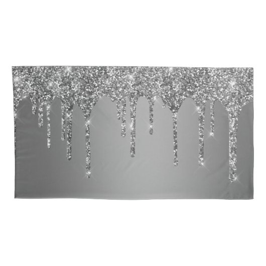 Chic Silver Glitter Sparkle Drives Kussensloop (Achterkant-Rechts)