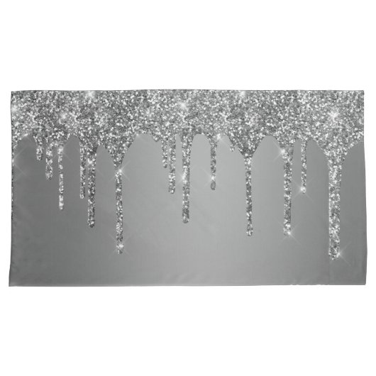 Chic Silver Glitter Sparkle Drives Kussensloop (Voorkant-Rechts)