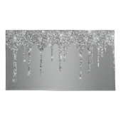 Chic Silver Glitter Sparkle Drives Kussensloop (Achterkant-Links)