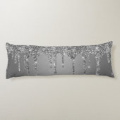 Chic Silver Glitter Sparkle Drives Lichaamskussen (Achterkant)