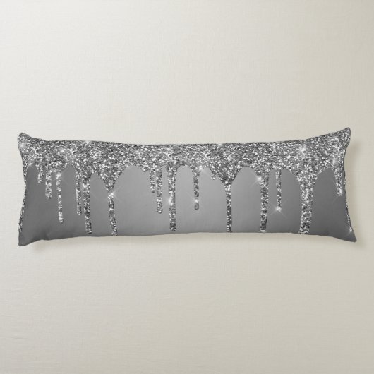 Chic Silver Glitter Sparkle Drives Lichaamskussen (Achterkant)