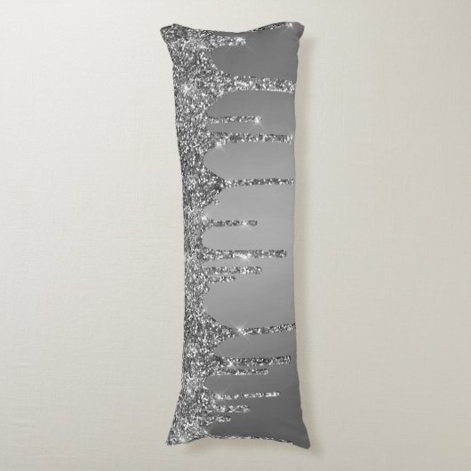 Chic Silver Glitter Sparkle Drives Lichaamskussen (Voorkant Verticaal)