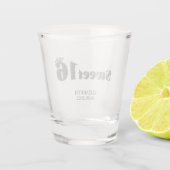 Chic Silver Glitter Tiara Sweet 16 Shot Glas (Achterkant)