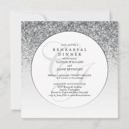 Chic Silver Glitter Wedding Rehearsal Dinner