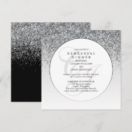 Chic Silver Glitter Wedding Rehearsal Dinner