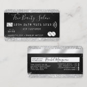 Chic Silver Glitter Zwart Metallic Credit Style Bu Visitekaartje (Voorkant / Achterkant)
