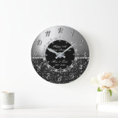 Chic Silver Glittery 25th Wedding Jubileum Grote Klok (Huis)