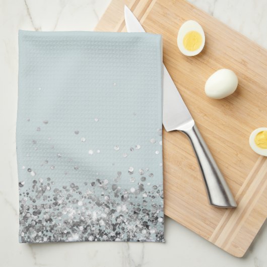 Chic Silver Glittery - op maat Theedoek (Quarter Fold)