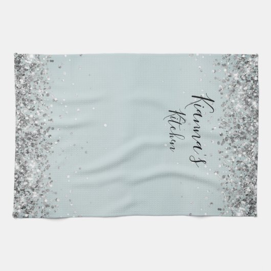 Chic Silver Glittery - op maat Theedoek (Horizontaal)