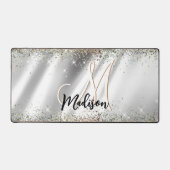 Chic Silver Gold Faux glitter monogram Bureaumat (Voorkant)