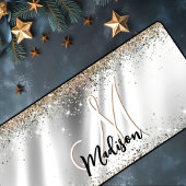Chic Silver Gold Faux glitter monogram Bureaumat
