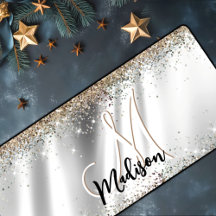 Chic Silver Gold Faux glitter monogram