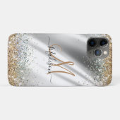 Chic Silver Gold Faux glitter monogram Case-Mate iPhone Case (Achterkant (horizontaal))