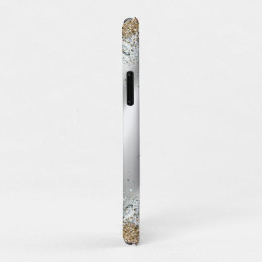 Chic Silver Gold Faux glitter monogram Case-Mate iPhone Case (Achterkant/rechts)