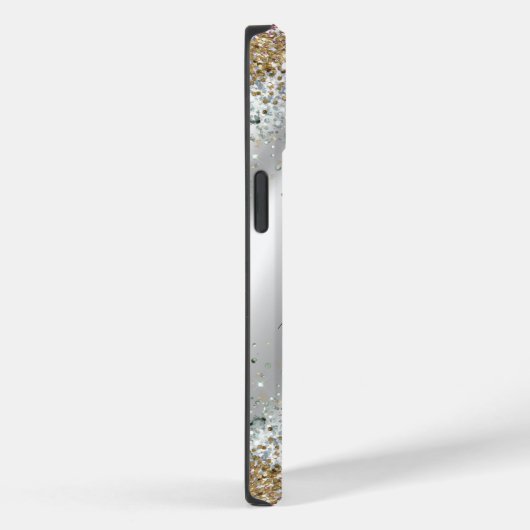 Chic Silver Gold Faux glitter monogram Case-Mate iPhone Case (Achterkant / Rechts)