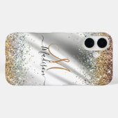 Chic Silver Gold Faux glitter monogram Case-Mate iPhone Case (Achterkant (horizontaal))