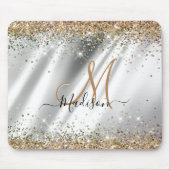 Chic Silver Gold Faux glitter monogram Muismat (Voorkant)
