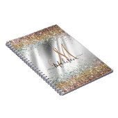 Chic Silver Gold Faux glitter monogram Notitieboek (Rechterzijde)