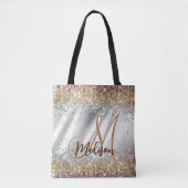 Chic Silver Gold Faux glitter monogram Tote Bag (Voorkant)