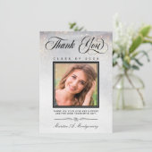 Chic Silver Gold Glitter Photo Afstuderen Bedankkaart (Staand voorkant)