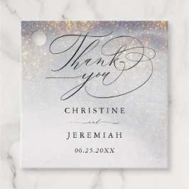 Chic Silver Gold Sparkle Waterverf Luxury Wedding Bedankjes Labels