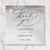Chic Silver Gold Sparkle Waterverf Luxury Wedding Bedankjes Labels (Voorkant)