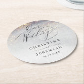 Chic Silver Gold Sparkle Waterverf Luxury Wedding Ronde Kartonnen Onderzetter (Gebogen)