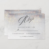 Chic Silver Gold Sparkle Waterverf Luxury Wedding RSVP Kaartje (Voorkant / Achterkant)