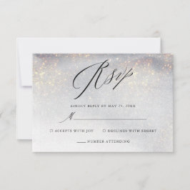 Chic Silver Gold Sparkle Waterverf Luxury Wedding RSVP Kaartje