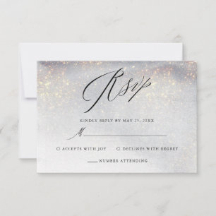 Chic Silver Gold Sparkle Waterverf Luxury Wedding RSVP Kaartje