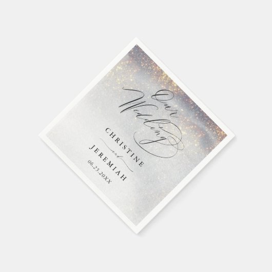 Chic Silver Gold Sparkle Waterverf Luxury Wedding Servet (Hoek)