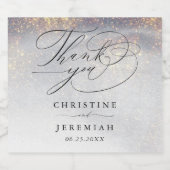 Chic Silver Gold Sparkle Waterverf Luxury Wedding Sparkling Wijnetiket (Enkel label)