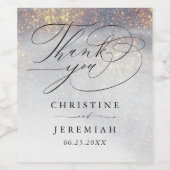 Chic Silver Gold Sparkle Waterverf Luxury Wedding Wijn Etiket (Enkel label)