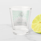Chic Silver & Green Glitter 80e verjaardag cadeau Shot Glas (Achterkant)