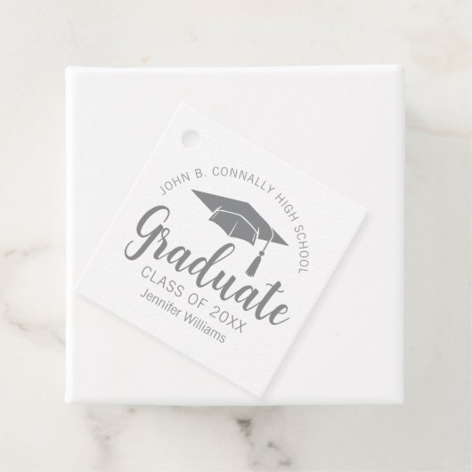 Chic Silver Grey Afstuderen Aangepaste Graduation Bedankjes Labels (In situ)