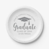 Chic Silver Grey Afstuderen Aangepaste Graduation  Papieren Bordje (Voorkant)