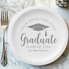 Chic Silver Grey Afstuderen Aangepaste Graduation  Papieren Bordje