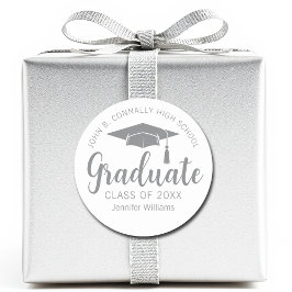 Chic Silver Grey Afstuderen Custom 2025 Afstuderen Ronde Sticker