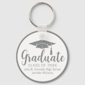 Chic Silver Grey Afstuderen Custom 2025 Afstuderen Sleutelhanger (Voorkant)