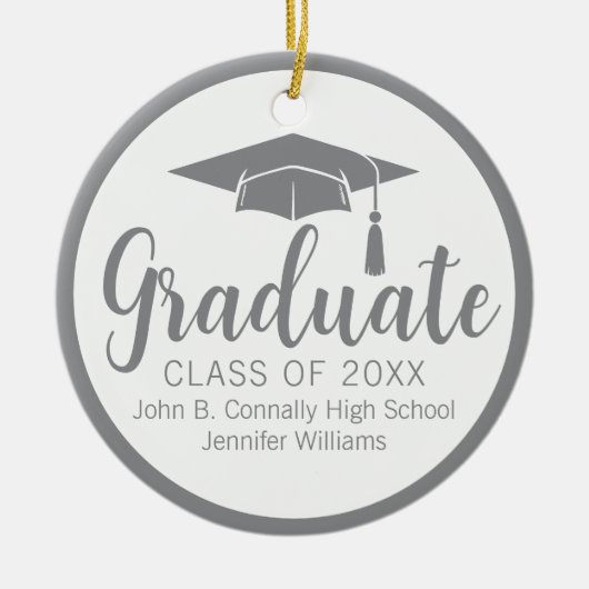 Chic Silver Grey Afstuderen Foto 2025 Kerst Keramisch Ornament (Voorkant)