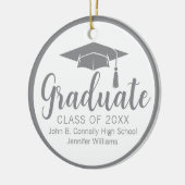 Chic Silver Grey Afstuderen Foto 2025 Kerst Keramisch Ornament (Links)